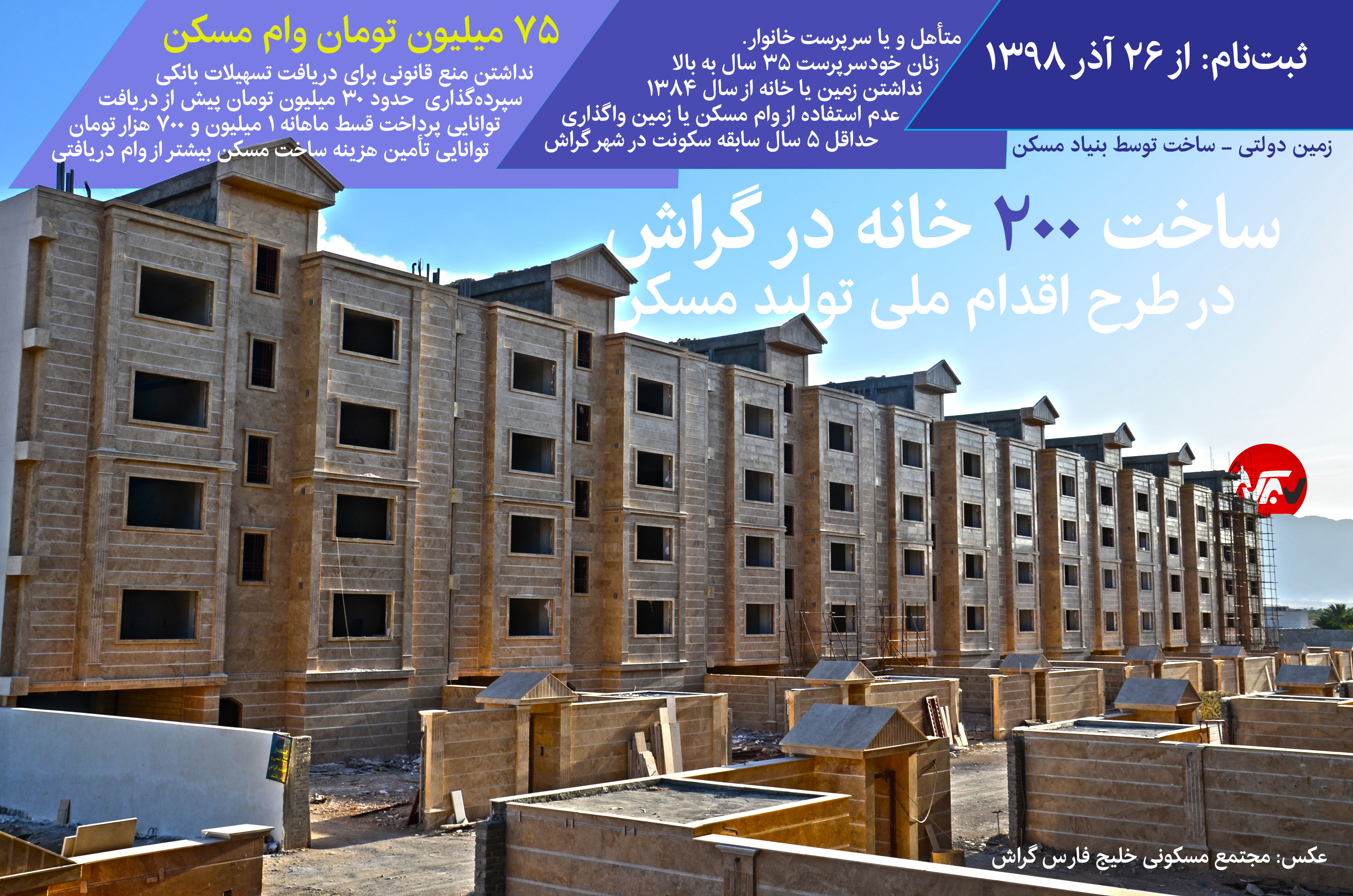 ۲۰۰ خانه سهم گراش از طرح مسکن دولتی