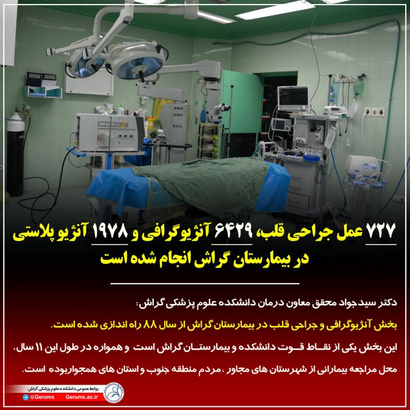 کارنامه‌ی ۱۱ساله‌ی بخش جراحی قلب بیمارستان گراش تشریح شد
